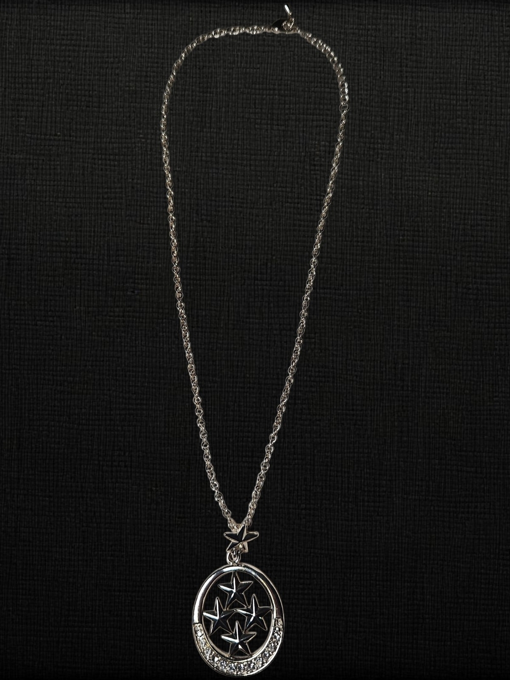 Celestial Moon & Stars Pendant‎ Necklace Silver Tone